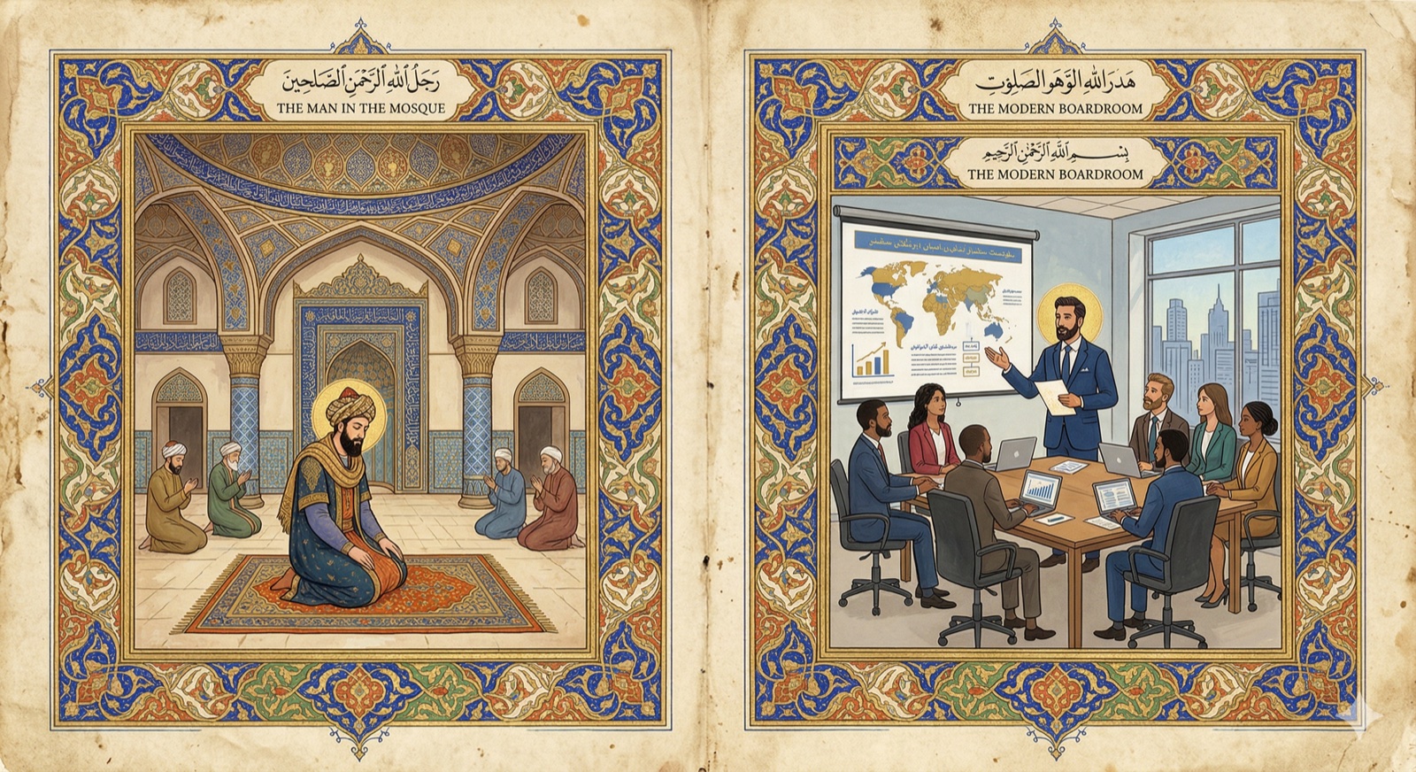 the man in the mosque / the modern boardroom